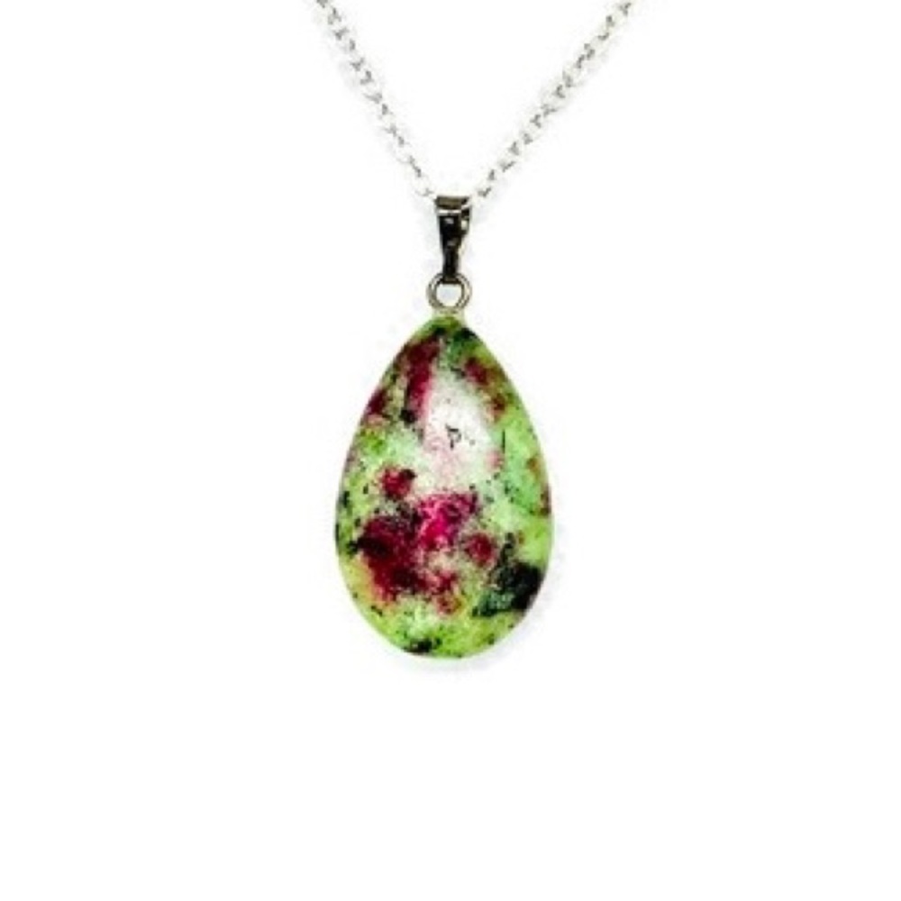 Unakite Reiki Infused Silver Necklace